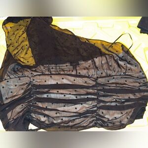 Torrid Black and Cream Sheer Polka Dot Blouse